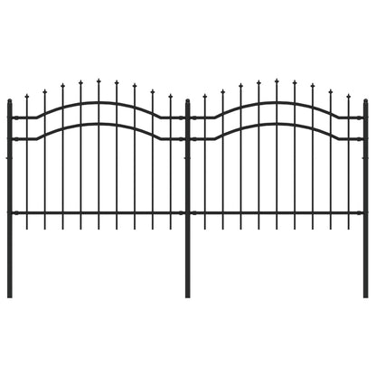 Gartenzaun mit Speerspitze Schwarz 239 x 100 cm Pulverbeschichteter Stahl