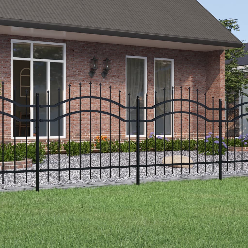 Gartenzaun mit Speerspitze Schwarz 239 x 100 cm Pulverbeschichteter Stahl