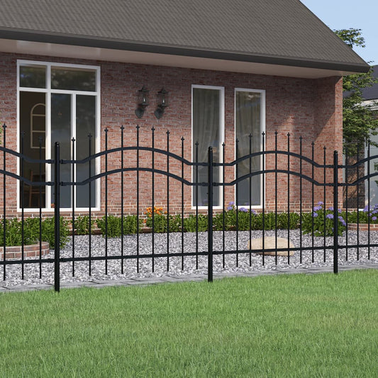 Gartenzaun mit Speerspitze Schwarz 239 x 100 cm Pulverbeschichteter Stahl