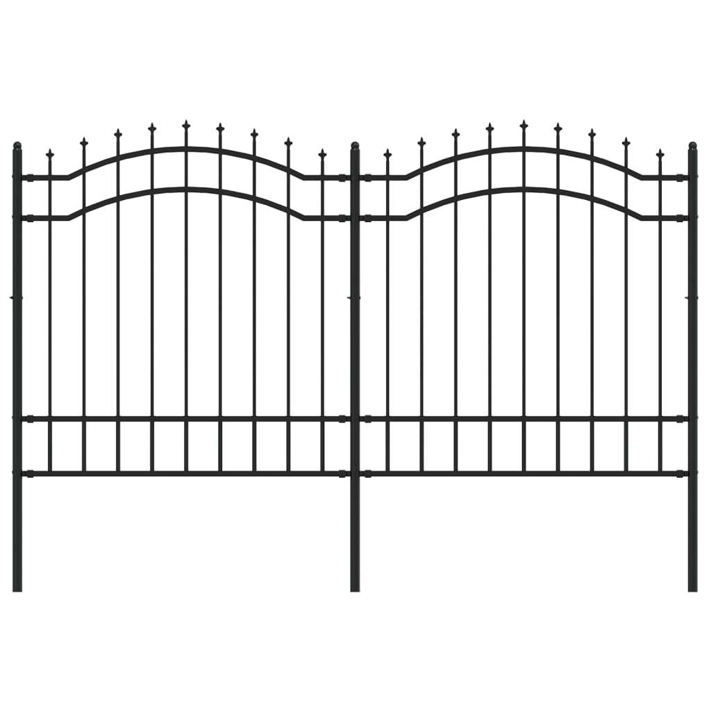 Gartenzaun mit Speerspitze Schwarz 239 x 125 cm Pulverbeschichteter Stahl