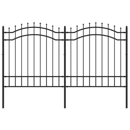 Gartenzaun mit Speerspitze Schwarz 239 x 125 cm Pulverbeschichteter Stahl