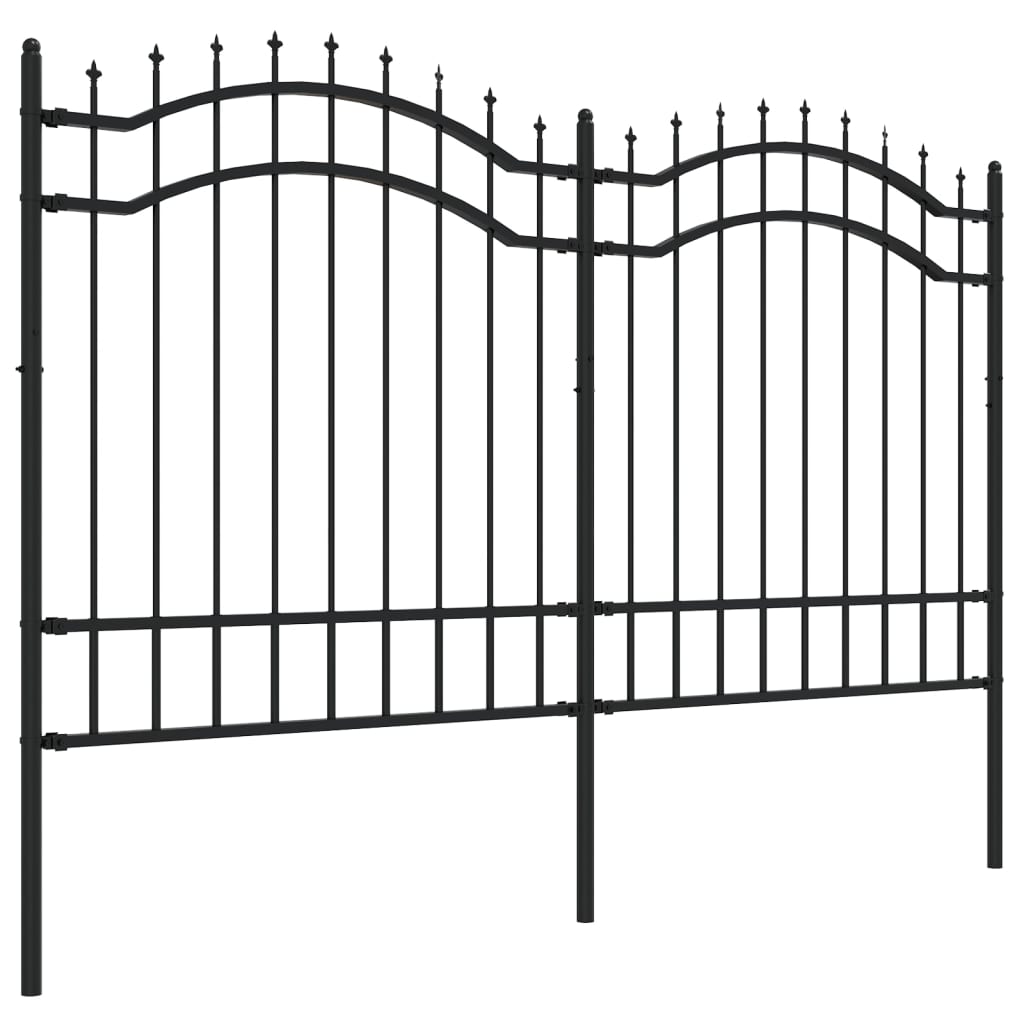 Gartenzaun mit Speerspitze Schwarz 239 x 125 cm Pulverbeschichteter Stahl