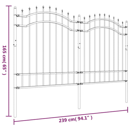 Gartenzaun mit Speerspitze Schwarz 239 x 125 cm Pulverbeschichteter Stahl