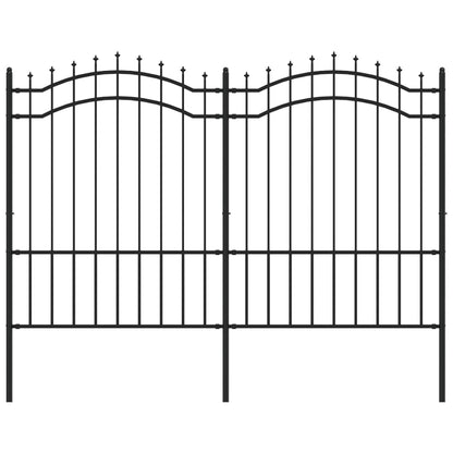Gartenzaun mit Speerspitze Schwarz 239 x 150 cm Pulverbeschichteter Stahl