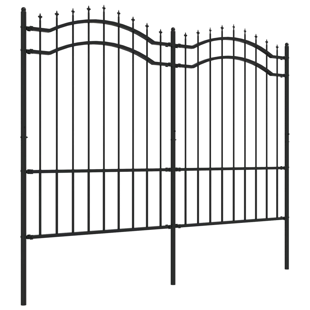Gartenzaun mit Speerspitze Schwarz 239 x 150 cm Pulverbeschichteter Stahl