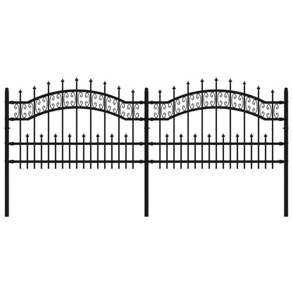 Gartenzaun mit Speerspitze Schwarz 240 x 75 cm Pulverbeschichteter Stahl