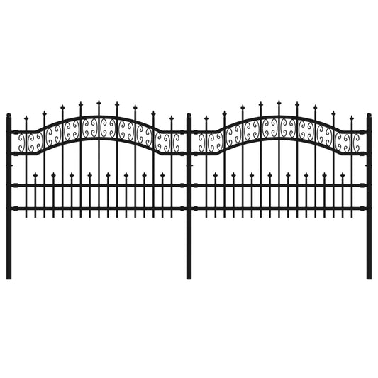 Gartenzaun mit Speerspitze Schwarz 240 x 75 cm Pulverbeschichteter Stahl