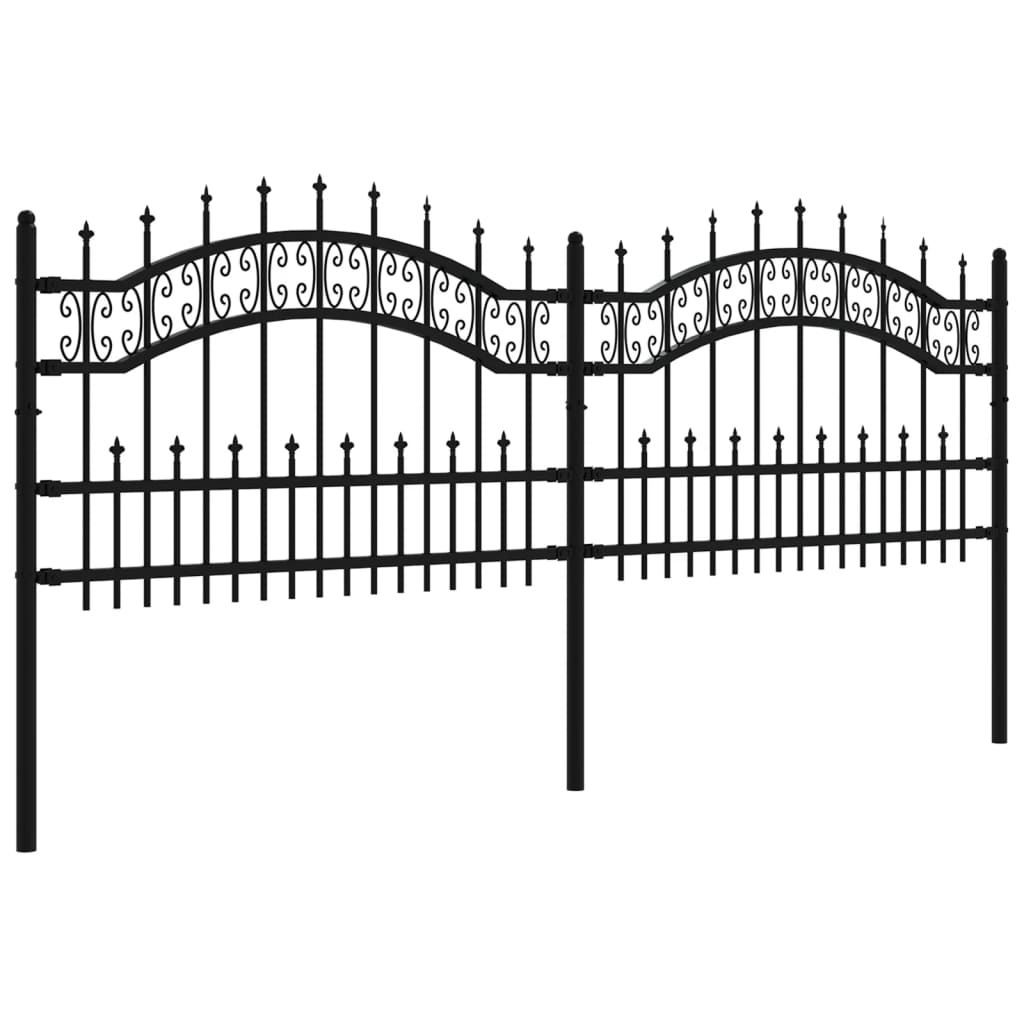 Gartenzaun mit Speerspitze Schwarz 240 x 75 cm Pulverbeschichteter Stahl
