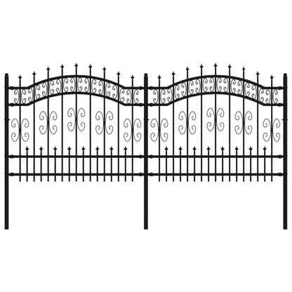 Gartenzaun mit Speerspitze Schwarz 240 x 100 cm Pulverbeschichteter Stahl