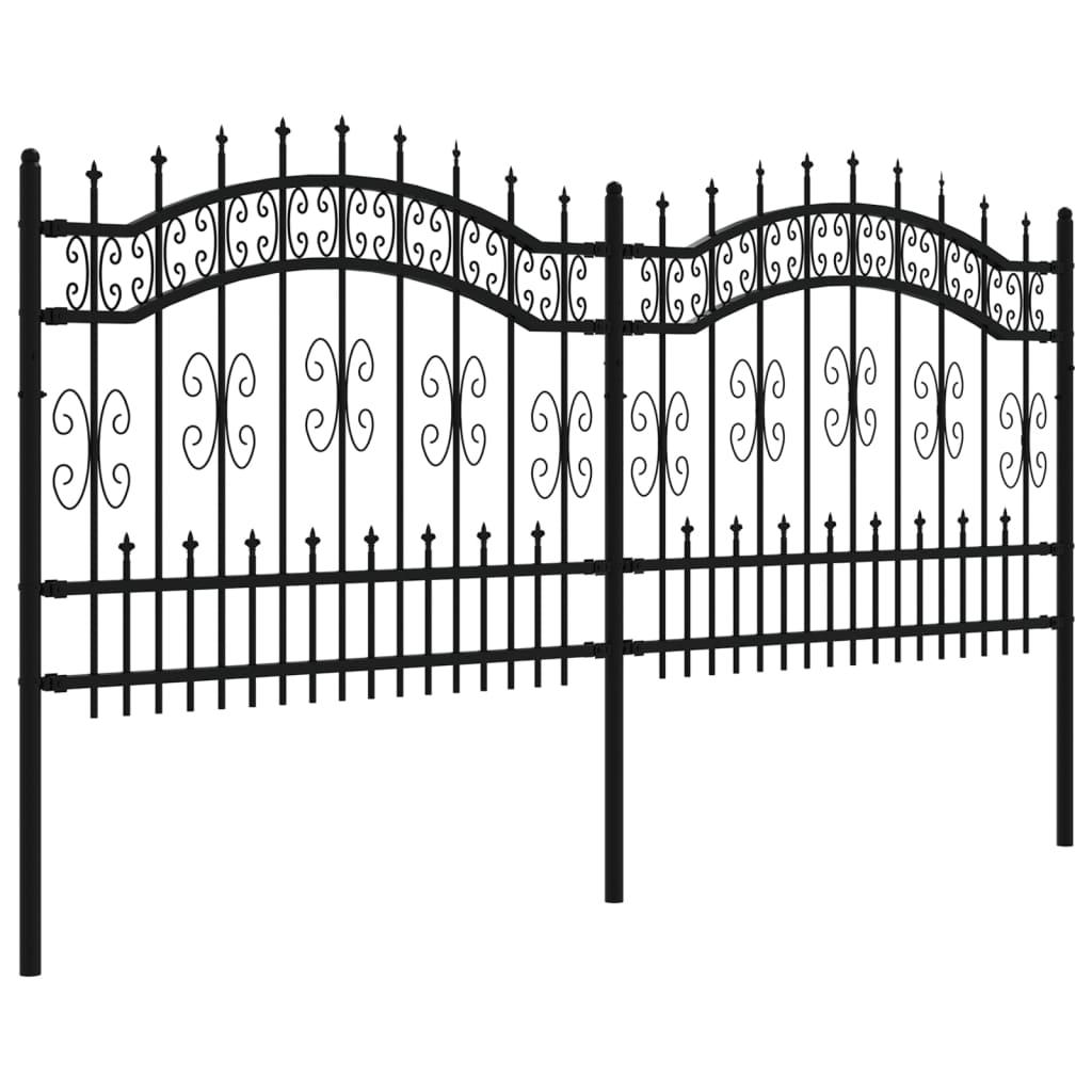 Gartenzaun mit Speerspitze Schwarz 240 x 100 cm Pulverbeschichteter Stahl