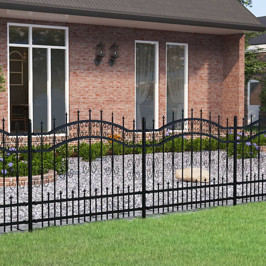 Gartenzaun mit Speerspitze Schwarz 240 x 100 cm Pulverbeschichteter Stahl