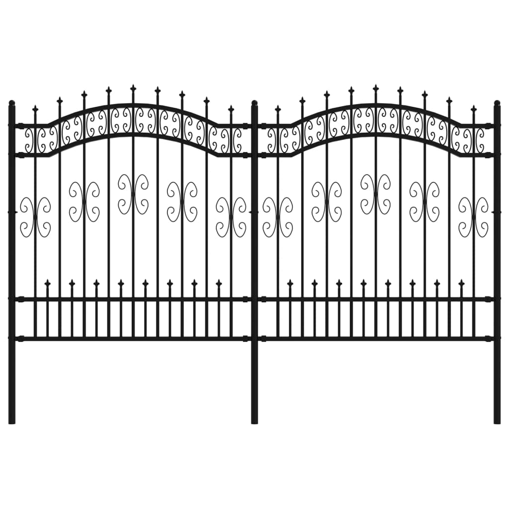 Gartenzaun mit Speerspitze Schwarz 240 x 125 cm Pulverbeschichteter Stahl