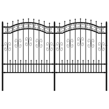 Gartenzaun mit Speerspitze Schwarz 240 x 125 cm Pulverbeschichteter Stahl