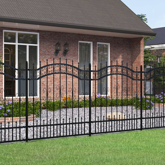 Gartenzaun mit Speerspitze Schwarz 240 x 125 cm Pulverbeschichteter Stahl