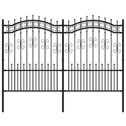 Gartenzaun mit Speerspitze Schwarz 240 x 150 cm Pulverbeschichteter Stahl