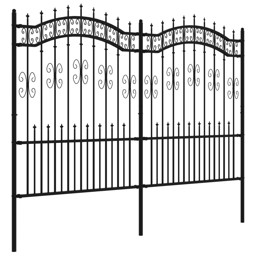 Gartenzaun mit Speerspitze Schwarz 240 x 150 cm Pulverbeschichteter Stahl
