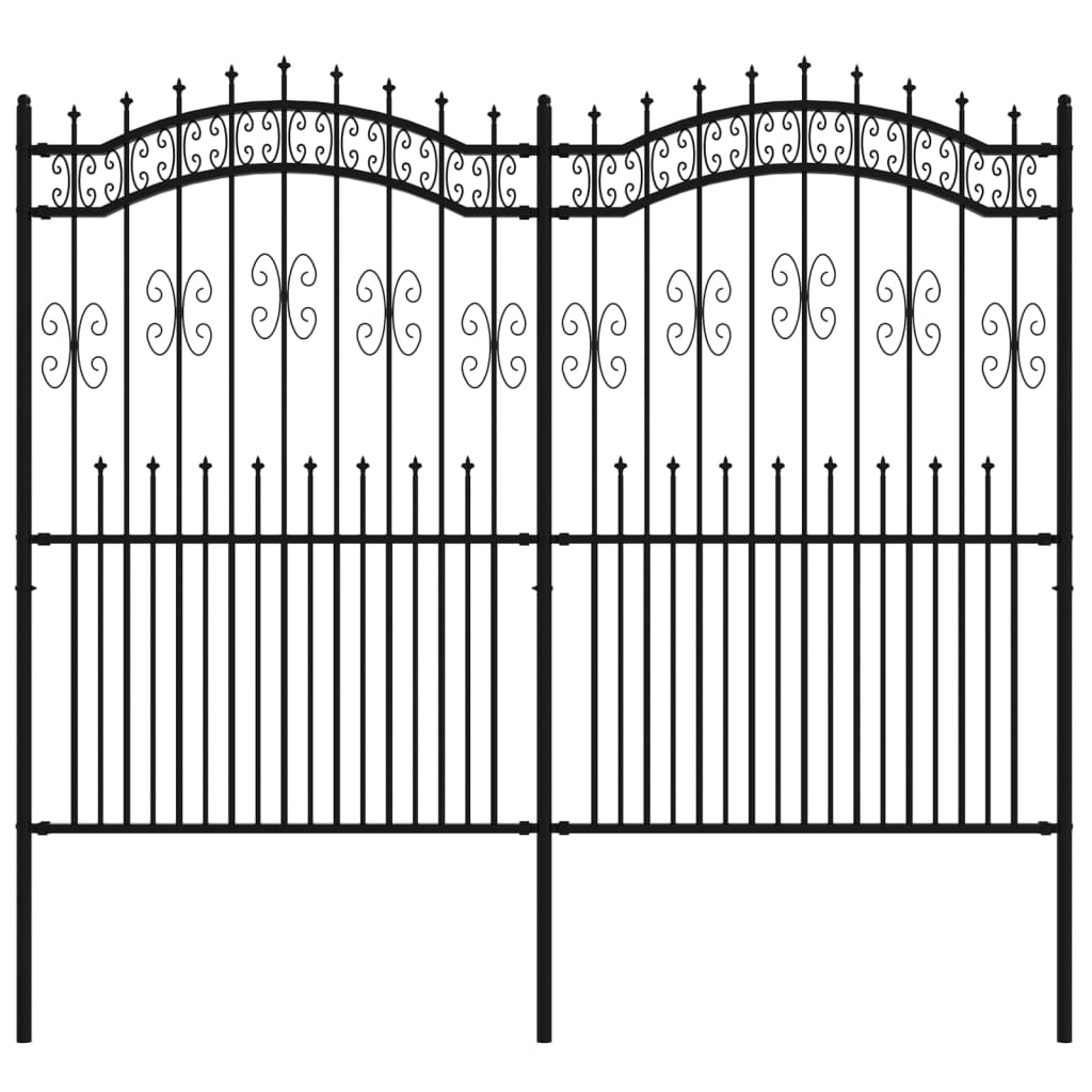 Gartenzaun mit Speerspitze Schwarz 240 x 175 cm Pulverbeschichteter Stahl