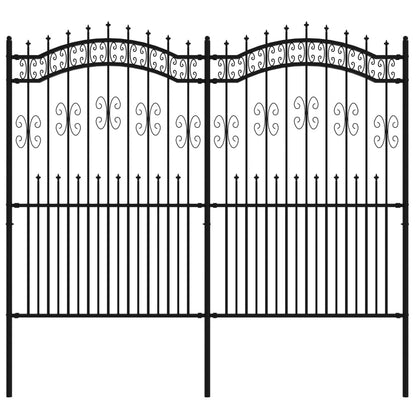 Gartenzaun mit Speerspitze Schwarz 240 x 175 cm Pulverbeschichteter Stahl