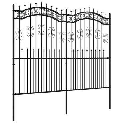 Gartenzaun mit Speerspitze Schwarz 240 x 175 cm Pulverbeschichteter Stahl