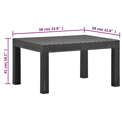 2-tlg. Garten-Lounge-Set mit Kissen PP Rattan Anthrazit