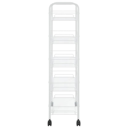 Küchenwagen 5 Etagen Weiß 46x26x105 cm Eisen