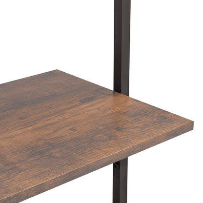 Leiterregal mit 4 Böden Dunkelbraun und Schwarz 64x35x152,5 cm