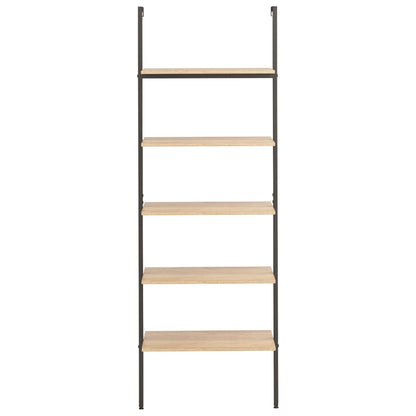 Leiterregal mit 5 Böden Hellbraun und Schwarz 64x35x185 cm