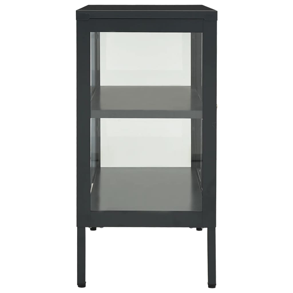 Sideboard Anthrazit 70x35x70 cm Stahl und Glas