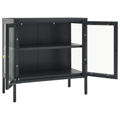 Sideboard Anthrazit 70x35x70 cm Stahl und Glas