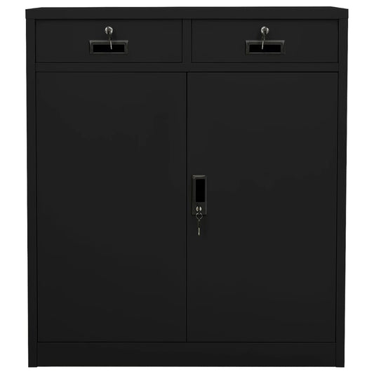 Büroschrank Schwarz 90x40x102 cm Stahl