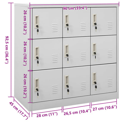 Schließfachschrank Hellgrau 90x45x92,5 cm Stahl