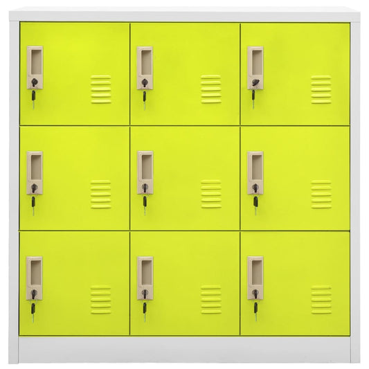 Schließfachschrank Hellgrau und Grün 90x45x92,5 cm Stahl