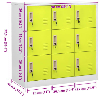Schließfachschrank Hellgrau und Grün 90x45x92,5 cm Stahl