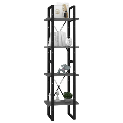 Bücherregal 4 Fächer Grau 40x30x140 cm Holzwerkstoff