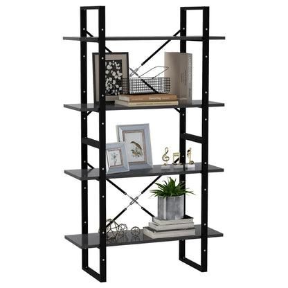 Bücherregal 4 Fächer Grau 80x30x140 cm Holzwerkstoff