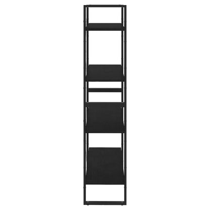 Bücherregal 4 Böden Schwarz 80x30x140 cm Massivholz Kiefer