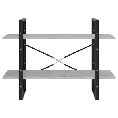 Bücherregal 2 Fächer Betongrau 100x30x70 cm Holzwerkstoff