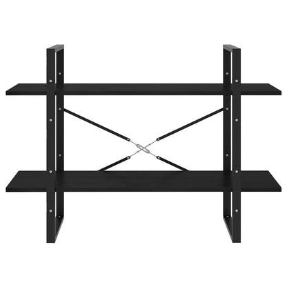 Bücherregal 2 Böden Schwarz 100x30x70 cm Massivholz Kiefer