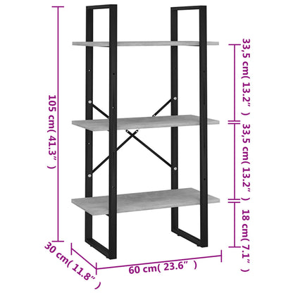 Lagerregal Betongrau 60x30x105 cm Holzwerkstoff