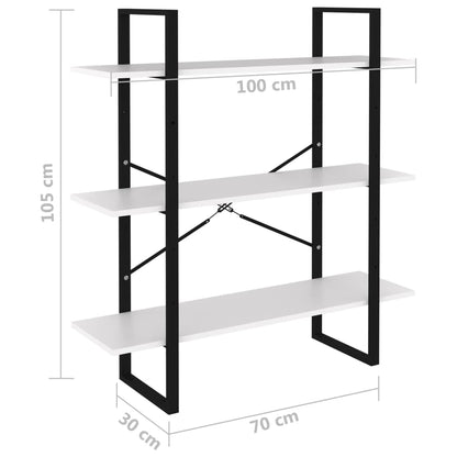 Bogreol Hvid 100x30x105 cm Træmateriale