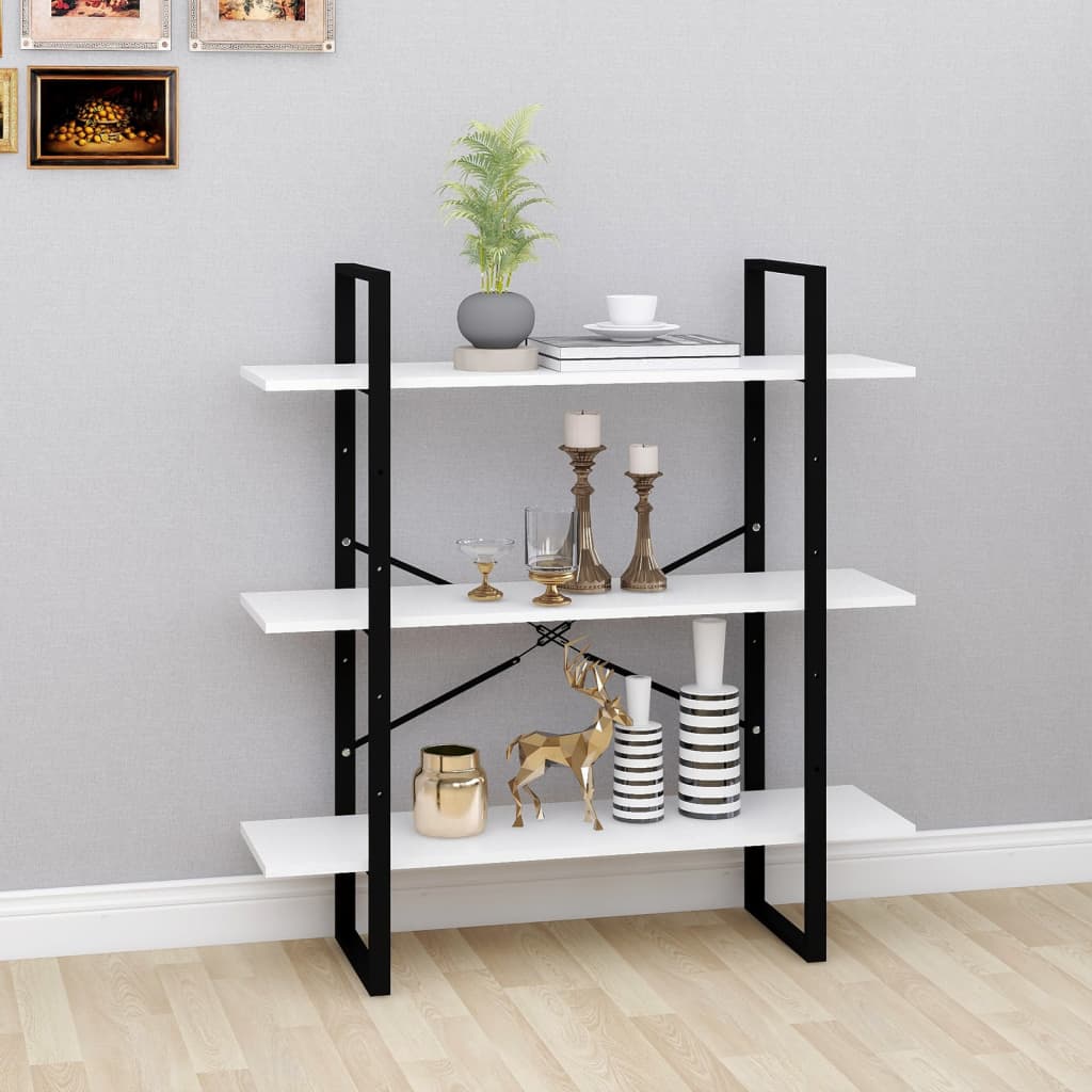 Bogreol Hvid 100x30x105 cm Træmateriale