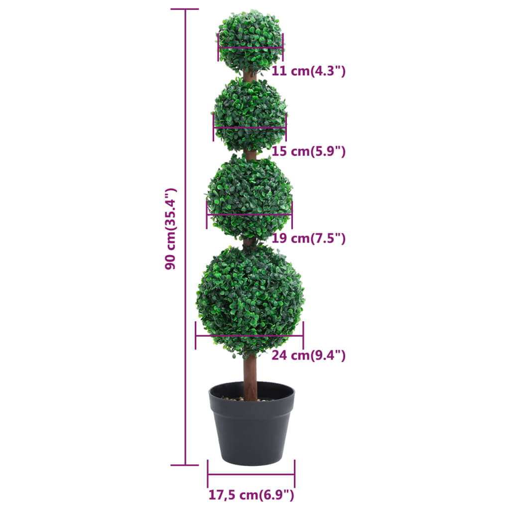 Kunstig buksbom med Pot Kugle Form Grøn 90 cm