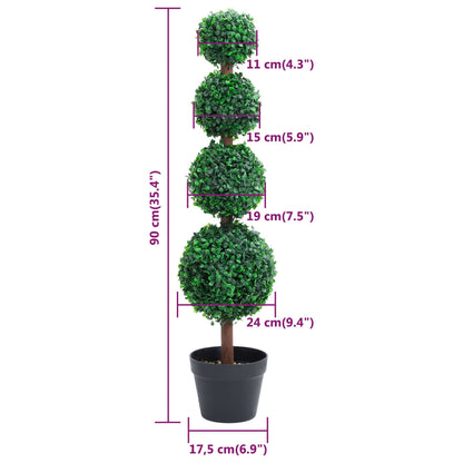 Kunstig buksbom med Pot Kugle Form Grøn 90 cm