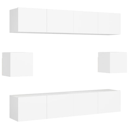 6-tlg. TV-Schrank-Set Weiß Holzwerkstoff