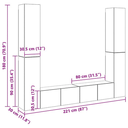 6-tlg. TV-Schrank-Set Sonoma-Eiche Holzwerkstoff