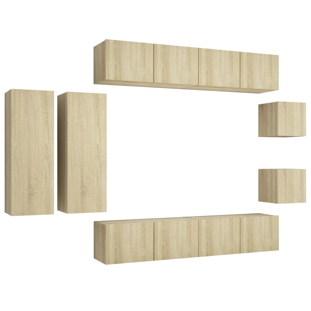 8-tlg. TV-Schrank-Set Sonoma-Eiche Holzwerkstoff