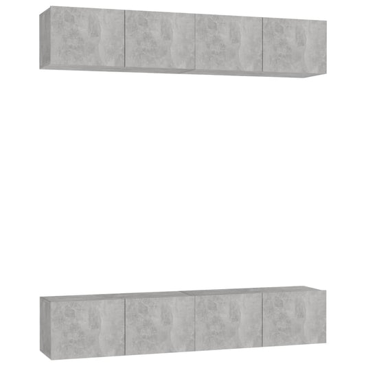 TV-Schränke 4 Stk. Betongrau 80x30x30 cm Holzwerkstoff