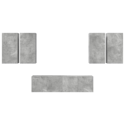 6-tlg. TV-Schrank-Set Betongrau Holzwerkstoff