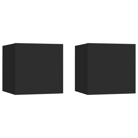 Nachttische 2 Stk. Schwarz 30,5x30x30 cm Holzwerkstoff
