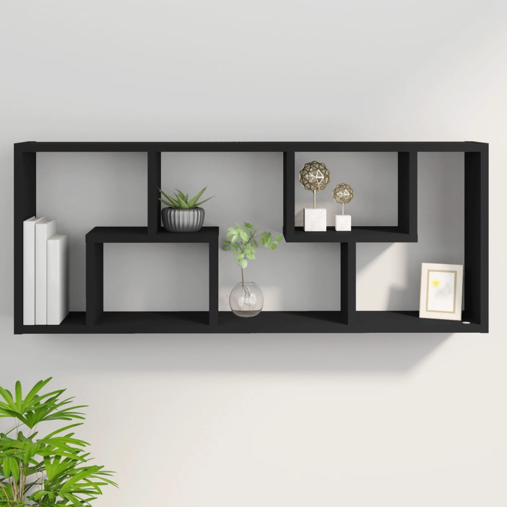 Wandregal Schwarz 36x16x90 cm Holzwerkstoff
